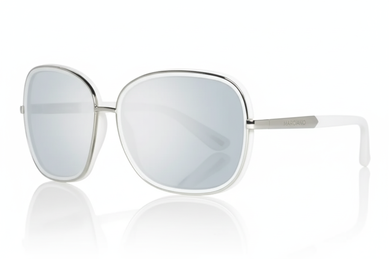 White sunglasses on white background