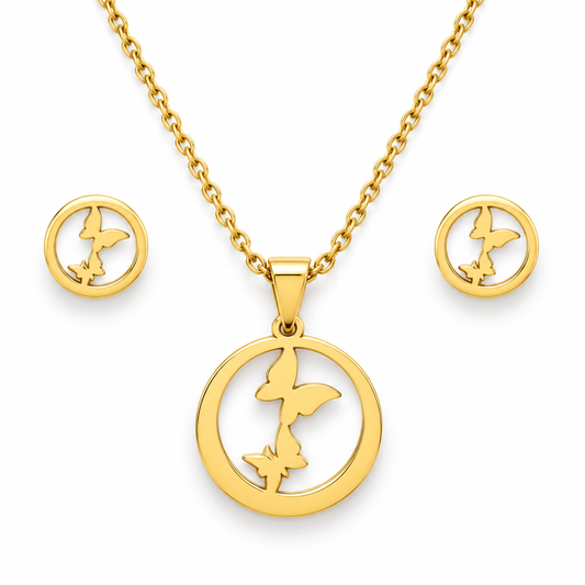 Zestaw z motywem motyla na białym tle